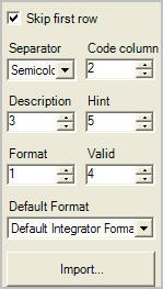 Read codes mapping dialog.